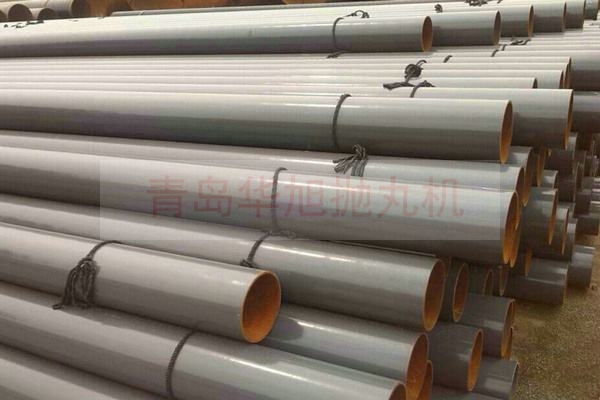 遼寧大連用戶清理管道外壁拋丸除銹機(jī)效果現(xiàn)場(chǎng)